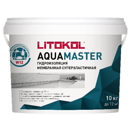 Гидроизоляционный состав AQUAMASTER, LITOKOL, 10 кг, ведро